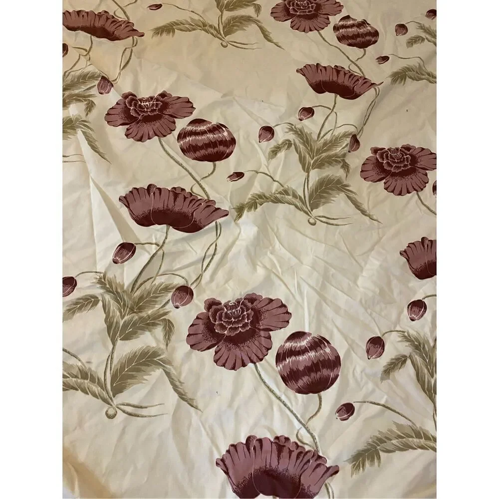Vintage Custom Made Tablecloth Poppy Flowers 70”